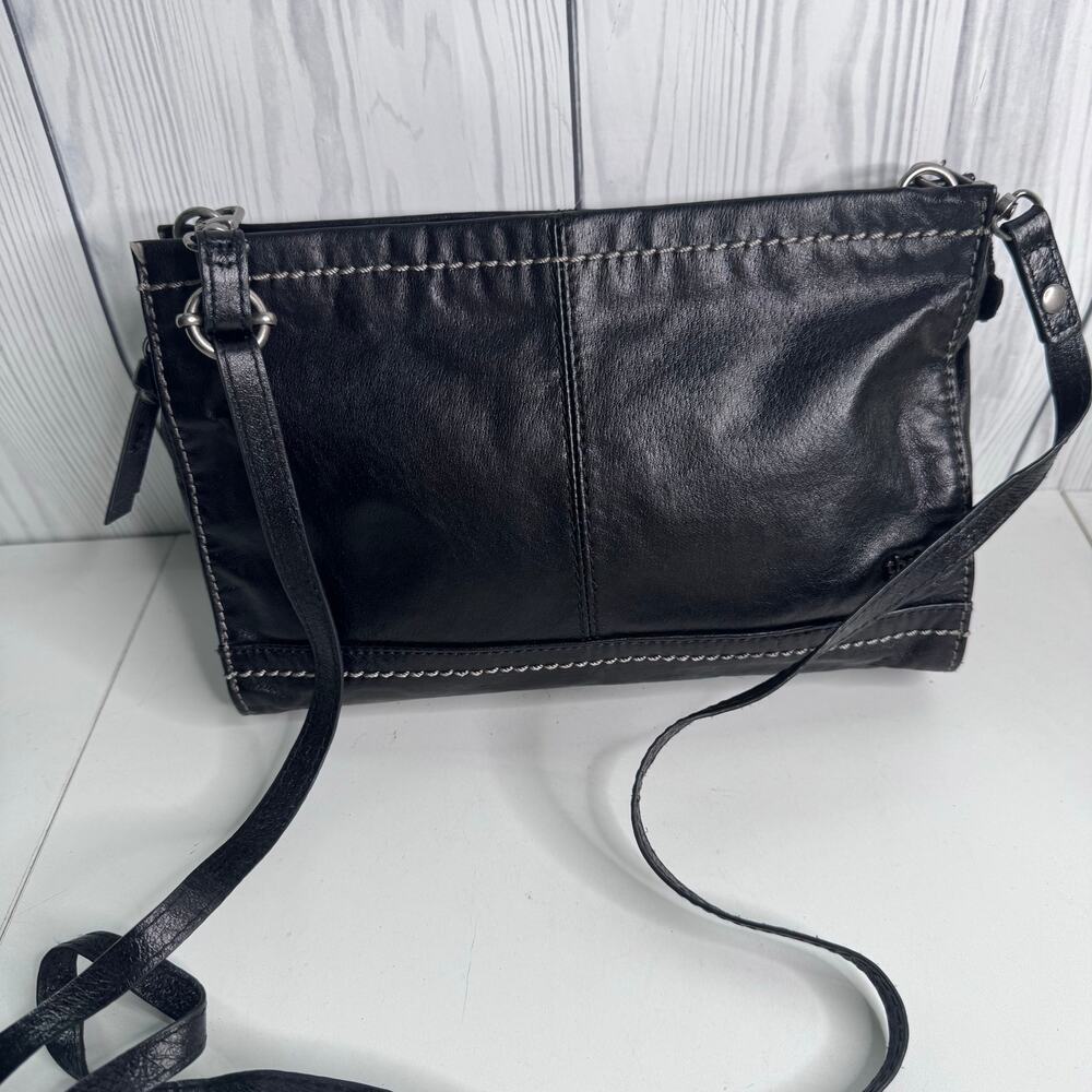THE SAK Iris Leather Three-Way-Wear Crossbody Clutch Black Bag Small